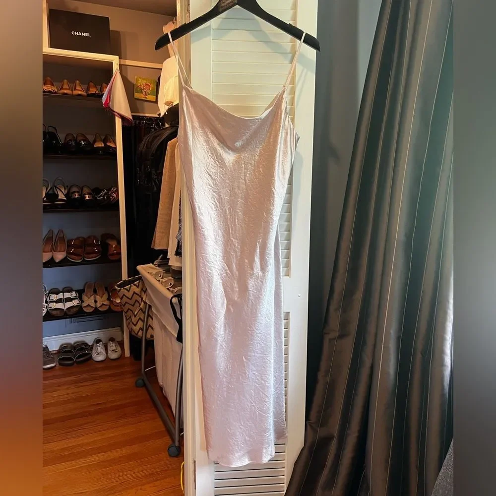Aritzia Babaton Model Satin Pink Satin Slip Dress
